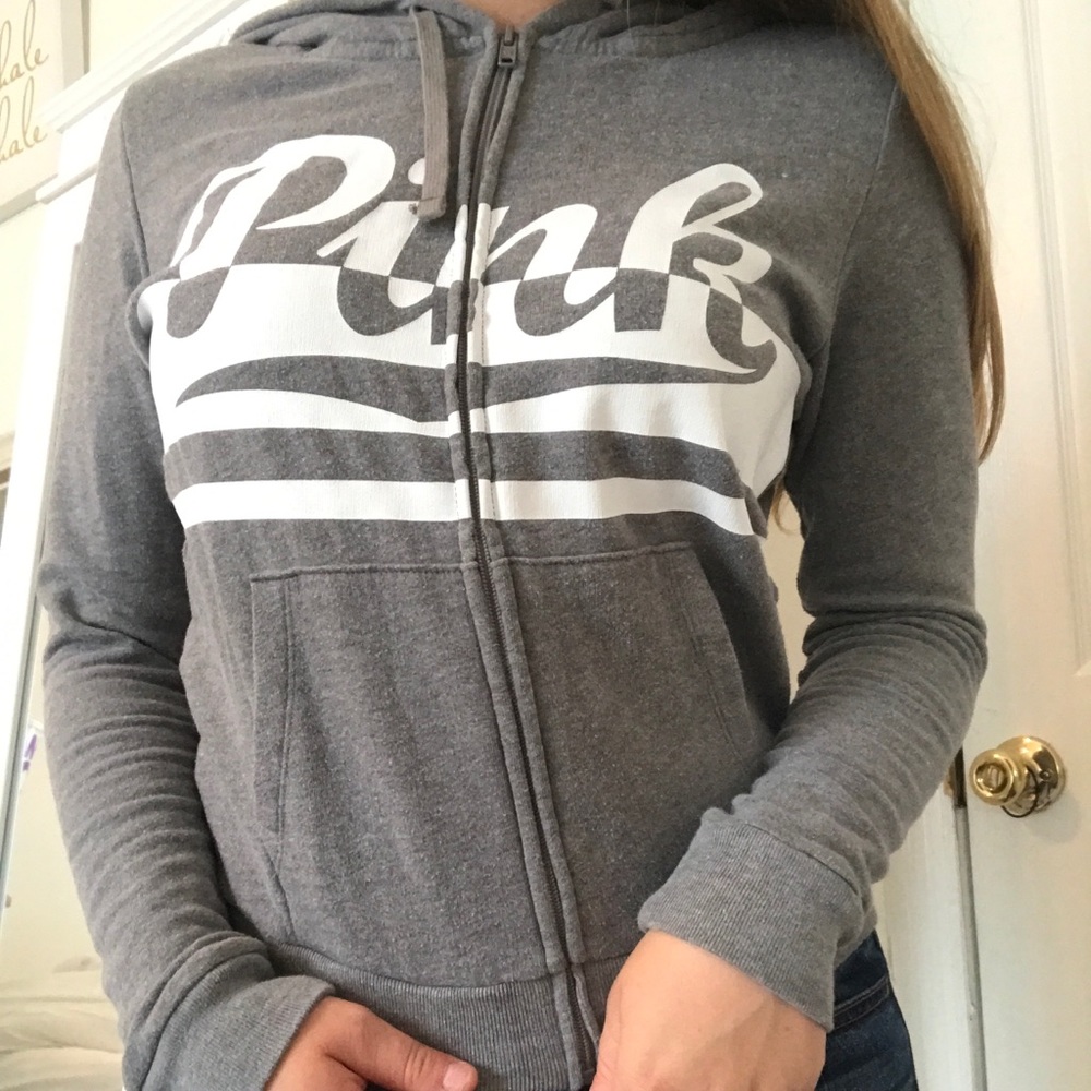 Pink Victoria secret gray zipper up jacket